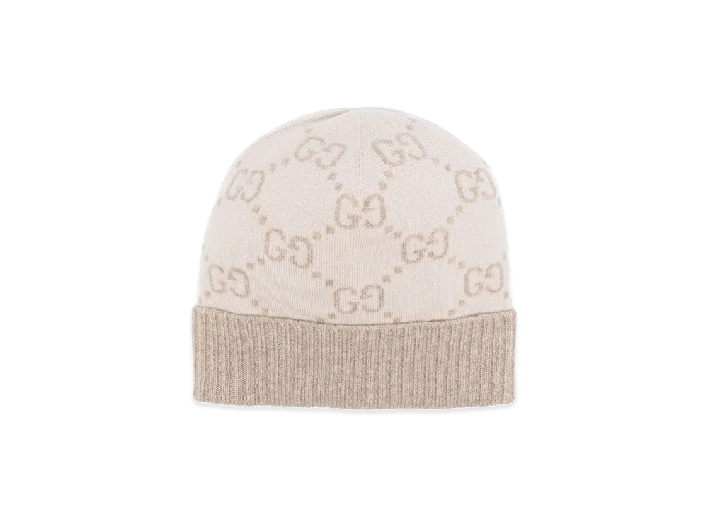 GUCCI Women's Embroidered Cashmere Beanie Hat "Printed"