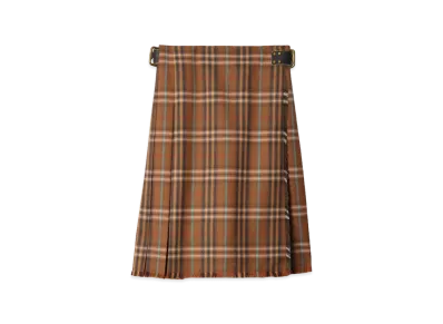 Burberry Women's Check Wool Kilt "Ginger Orange"