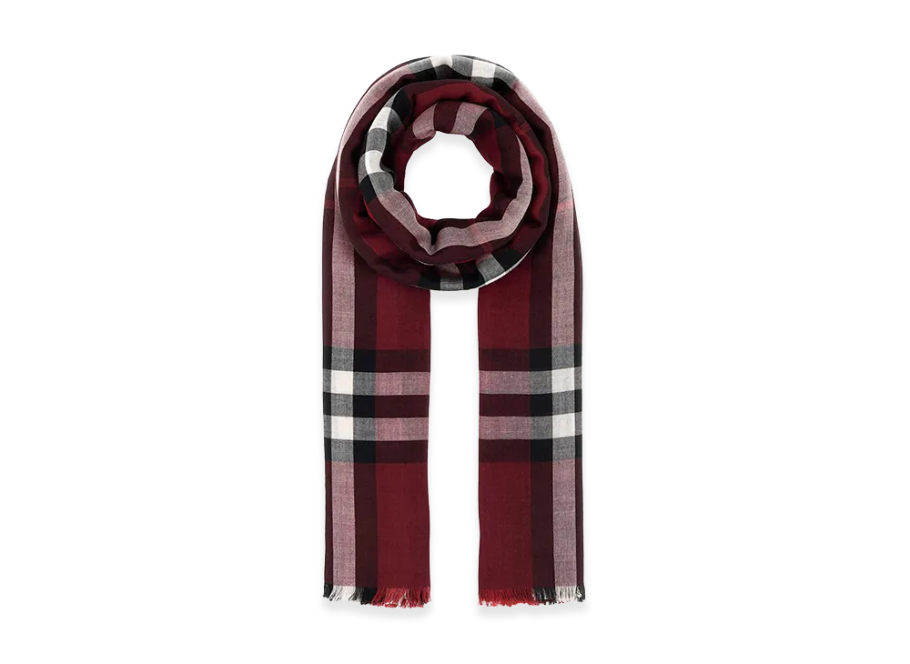 Burberry Embroidered Wool Blend Scarf "Checked"