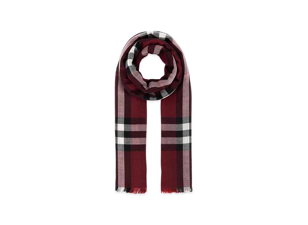 Burberry Embroidered Wool Blend Scarf "Checked"