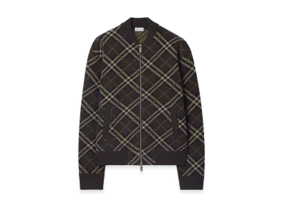 Burberry Check Wool Cashmere Bomber Jacket "Truffle Brown"
