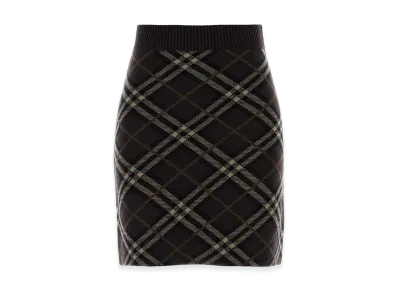 Burberry Women's Embroidered Stretch Wool Blend Mini Skirt "Brown"
