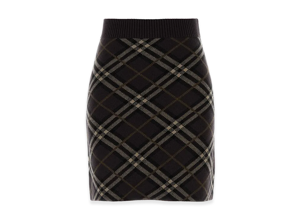 Burberry Women's Embroidered Stretch Wool Blend Mini Skirt "Brown"