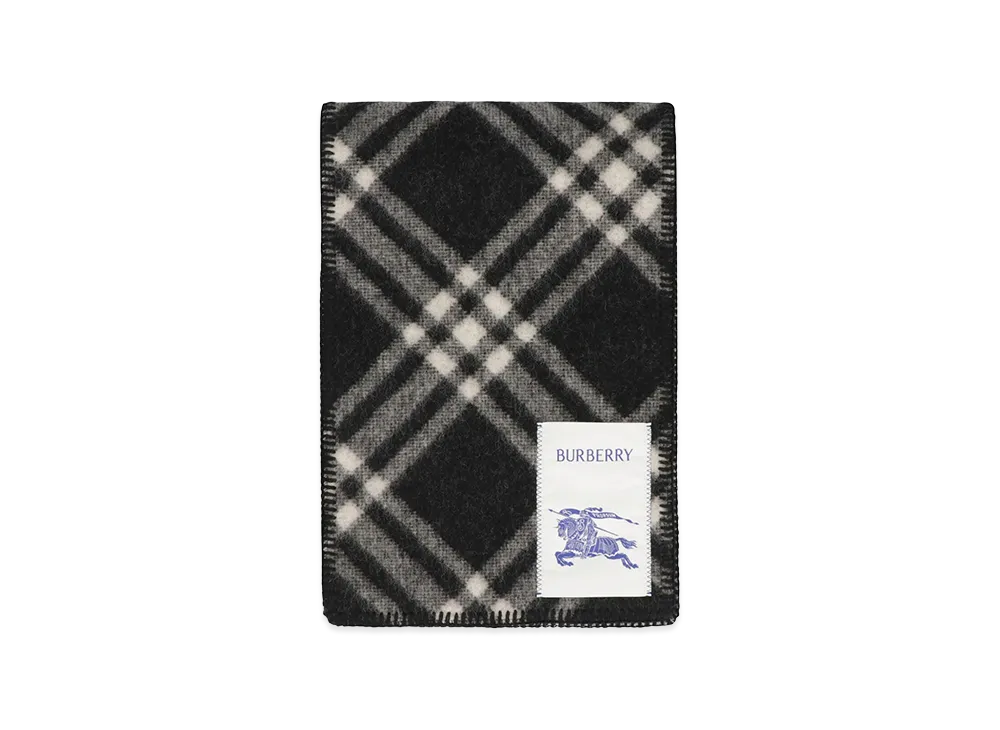 Burberry Embroidered Wool Scarf "Black"