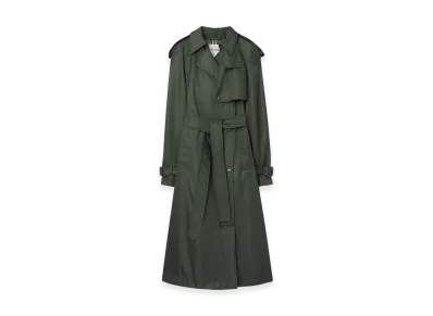 Burberry Women's Long Nylon Hooded Trench Coat "Mallow Green"