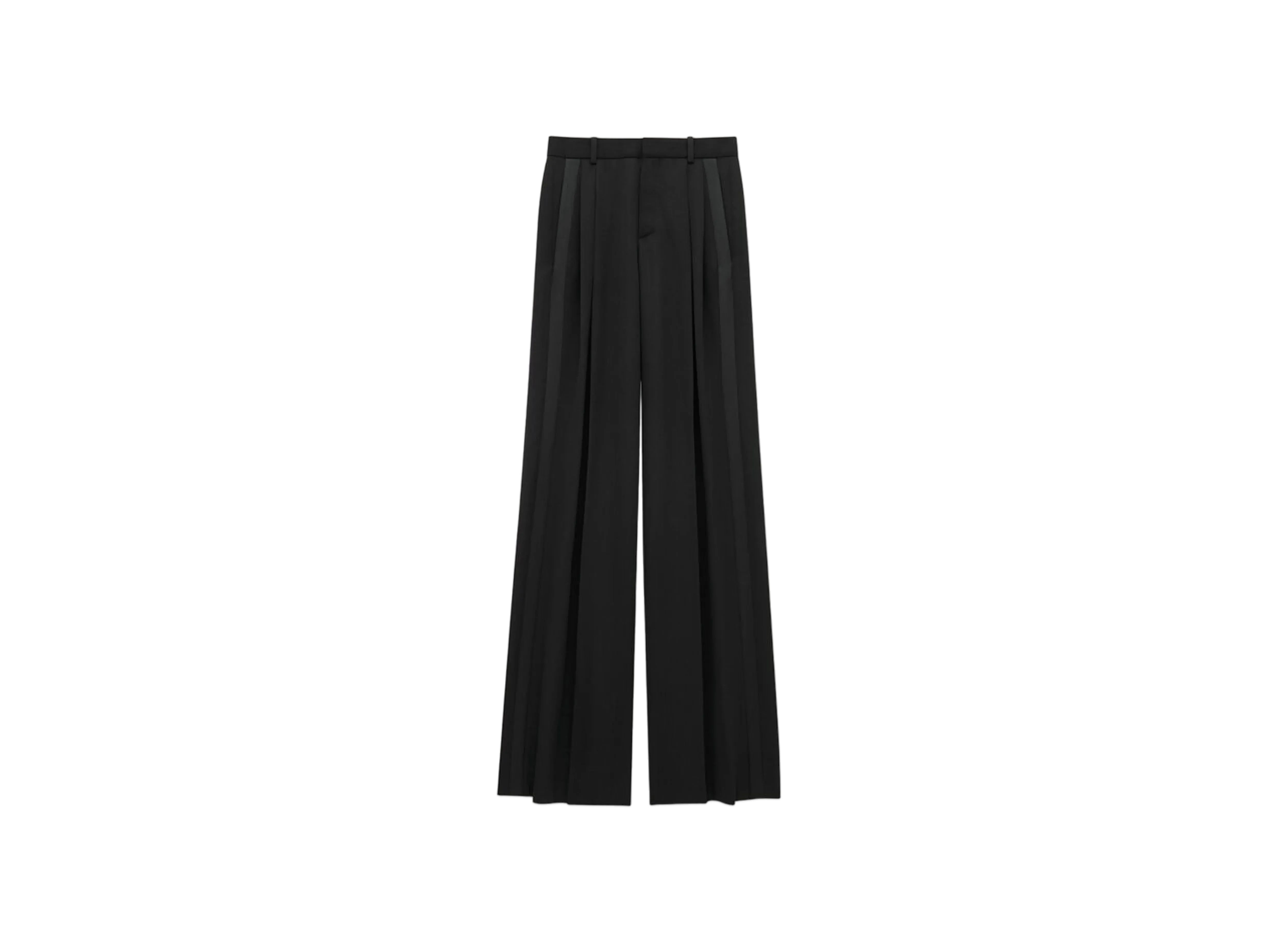 Saint Laurent Women's Tuxedo Pants in Grain de Poudre "Black"