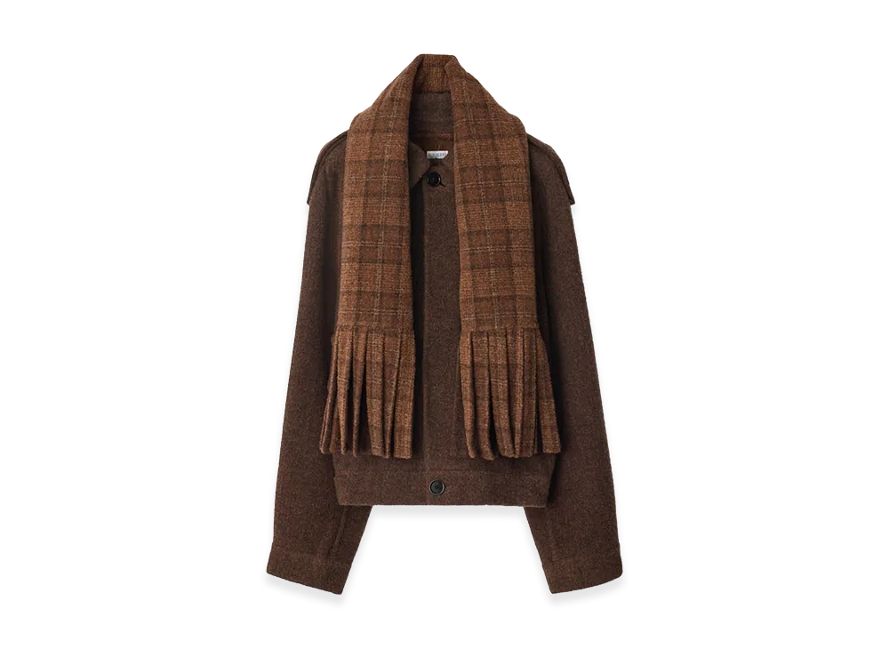 Burberry Detachable Scarf Wool Blend Jacket "Ginger/Ginger"