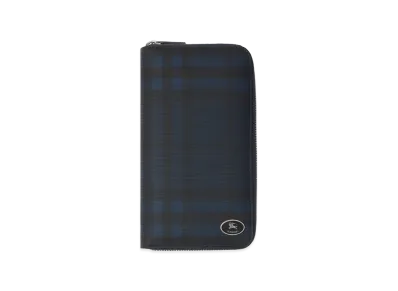 Burberry Check Zip Wallet "Navy"