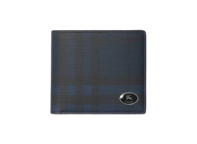 Burberry Check Bifold Coin Wallet "Navy"