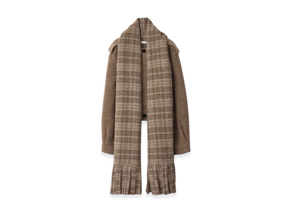 Burberry Women's Detachable Scarf Wool Blend Jacket "Biscuit Beige"