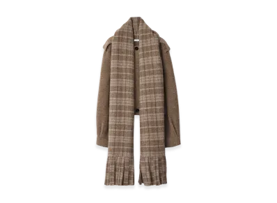 Burberry Women's Detachable Scarf Wool Blend Jacket "Biscuit Beige"