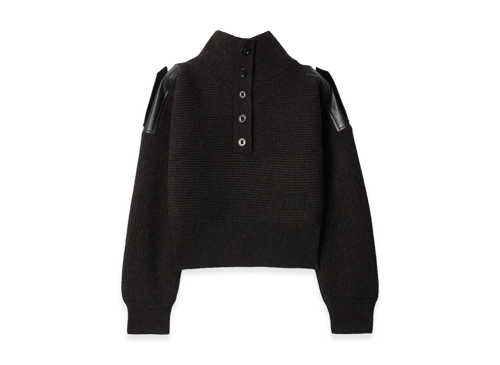 Burberry Women's Wool Half-button Sweater "Bark Brown"