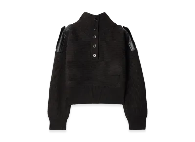 Burberry Women's Wool Half-button Sweater "Bark Brown"