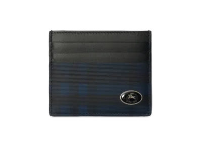 Burberry Tall Check Card Case "Navy"