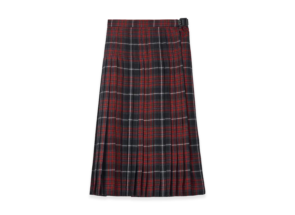 Burberry Women's Check Wool Blend Midi Kilt "Coal Grey/Cranberry Red"