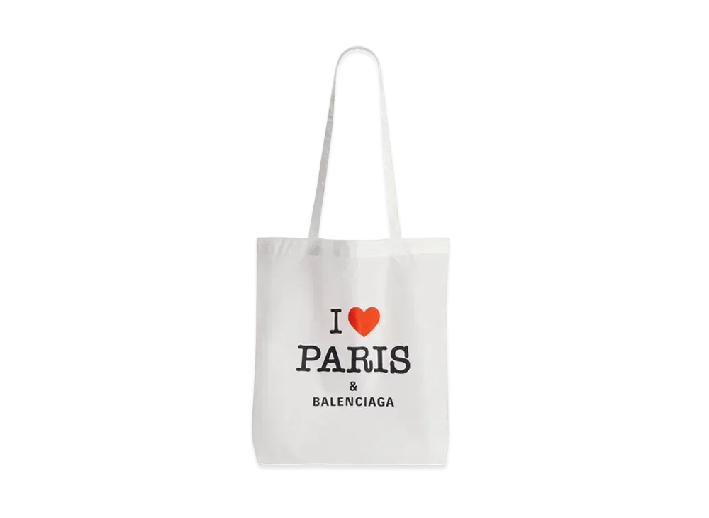 BALENCIAGA Souvenir Medium Shopping Tote Bag in Nylon "White/Black/Red"