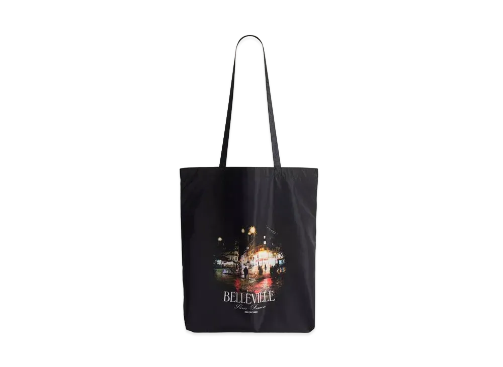 BALENCIAGA Souvenir Medium Shopping Tote Bag in Nylon "White/Black"