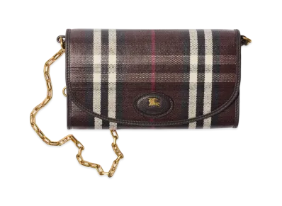 Burberry Women's Highland Chain Strap Wallet "Mahogany Red"