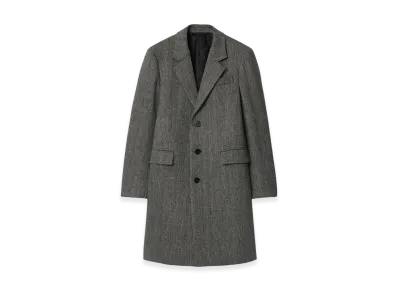 Burberry Herringbone Wool Tailored Coat "Asphalt Black/Old Stone Grey"