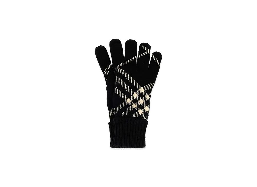Burberry Embroidered Cashmere Blend Gloves "Checked"