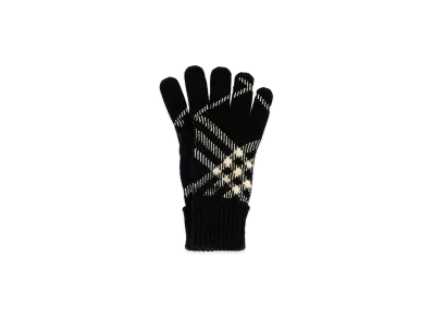 Burberry Embroidered Cashmere Blend Gloves "Checked"