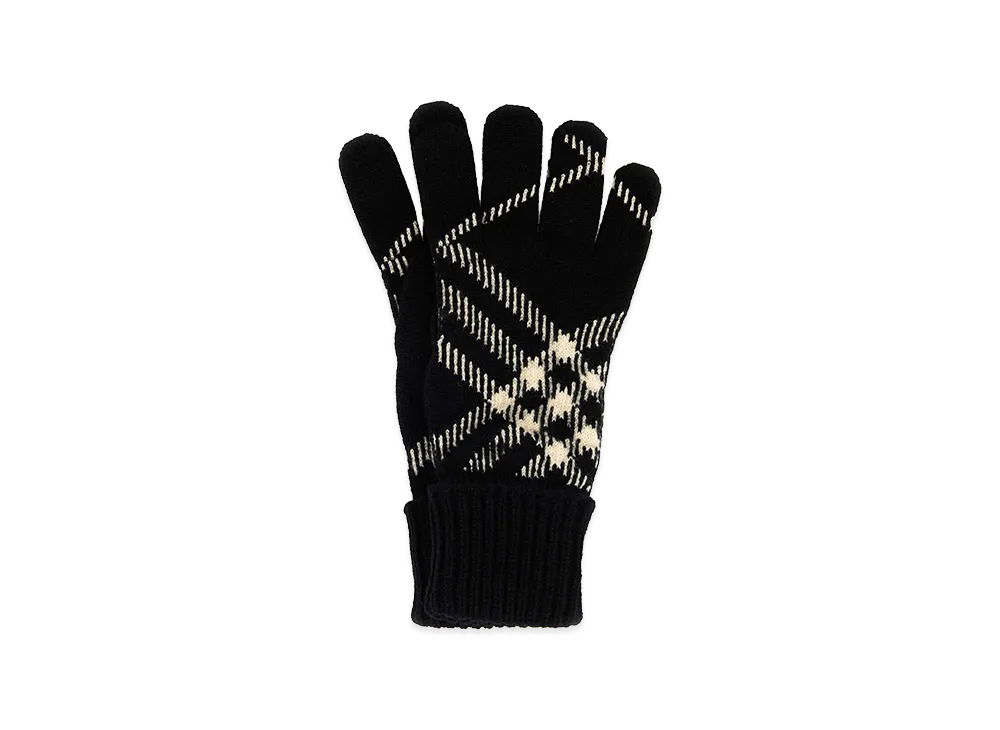 Burberry Embroidered Cashmere Blend Gloves "Checked"