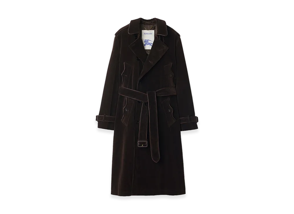 Burberry Long Corduroy Trench Coat "Clove Brown"