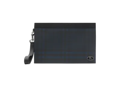 Burberry Check Zip Pouch "Navy"