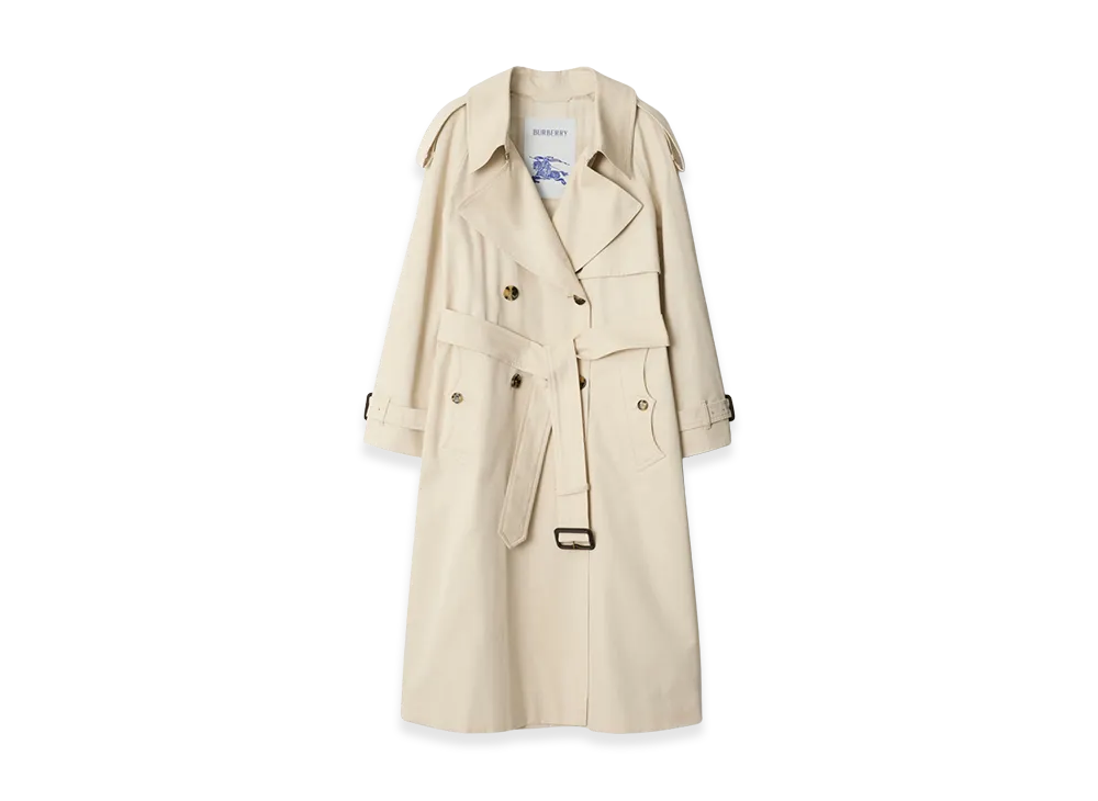 Burberry Women's Long Gabardine Fitzrovia Trench Coat "Clam Beige"