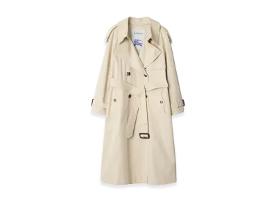 Burberry Women's Long Gabardine Fitzrovia Trench Coat "Clam Beige"