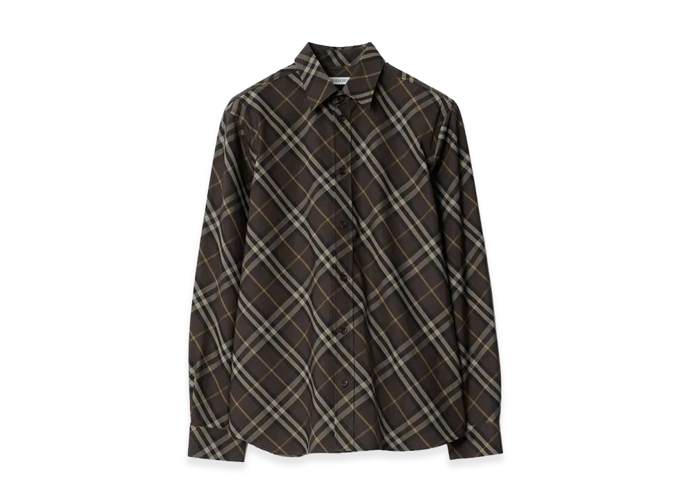 Burberry Relaxed Fit Check Cotton Shirt "Truffle Brown"