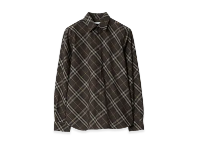 Burberry Relaxed Fit Check Cotton Shirt "Truffle Brown"