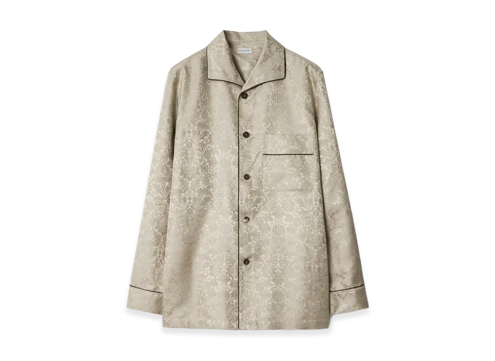 Burberry Sunflower Silk Pajama Shirt "Taupe Beige"