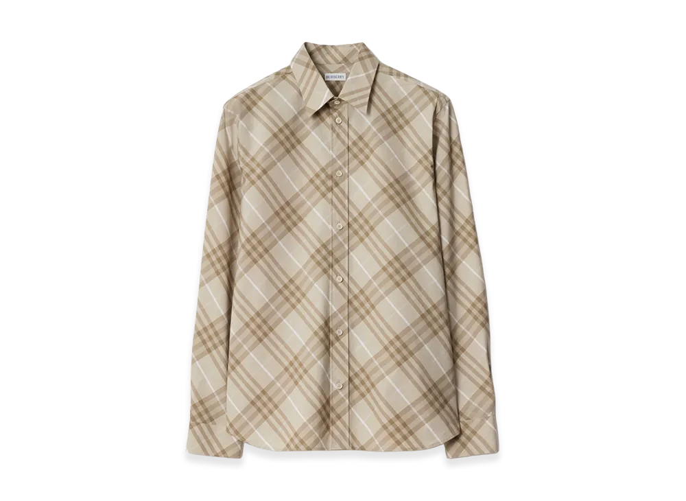 Burberry Relaxed Fit Check Cotton Shirt "Stone Grey"