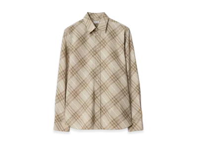 Burberry Relaxed Fit Check Cotton Shirt "Stone Grey"