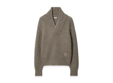 Burberry Shawl Collar Wool Sweater "Beige Melange"