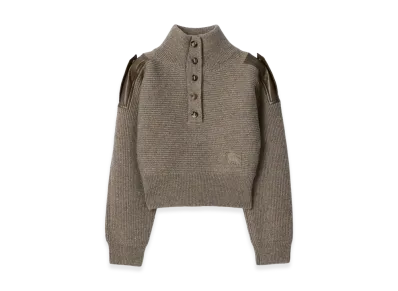 Burberry Women's Wool Half-button Sweater "Beige Melange"