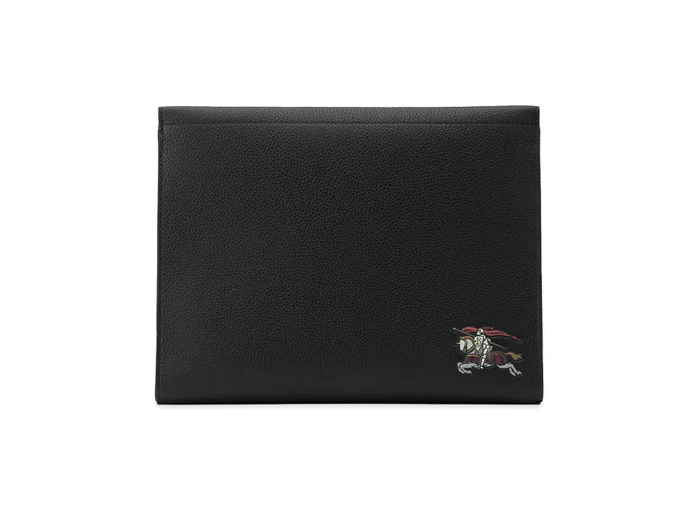 Burberry "Equestrian Knight Design" Clutch Bag "Black"