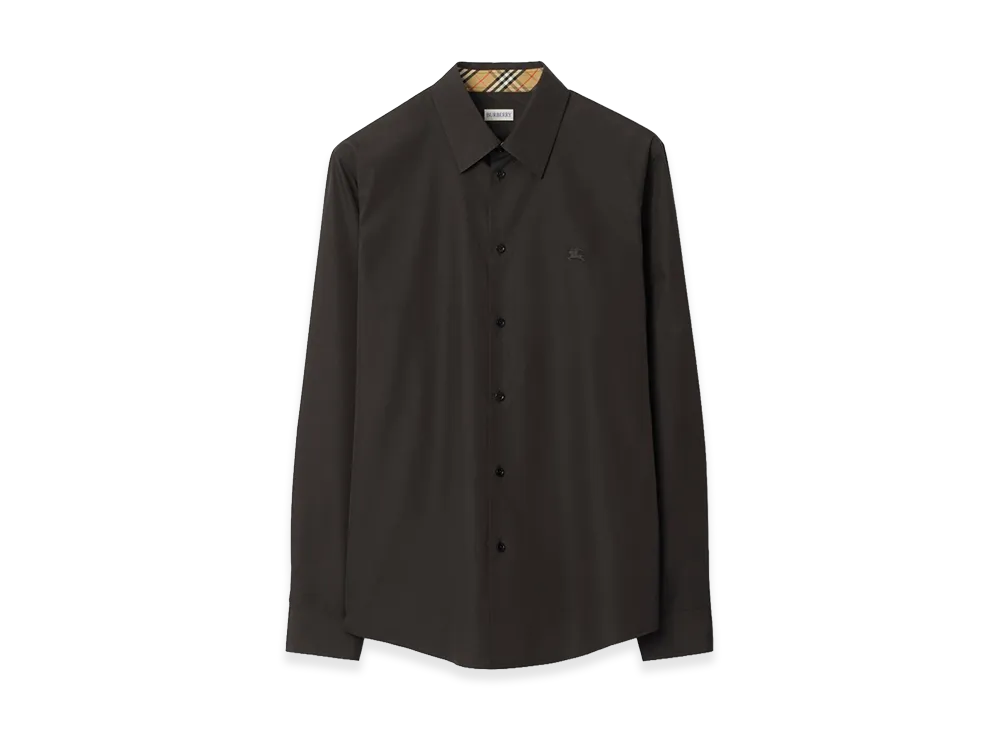 Burberry Regular Fit Cotton Poplin Shirt "Bark Brown"
