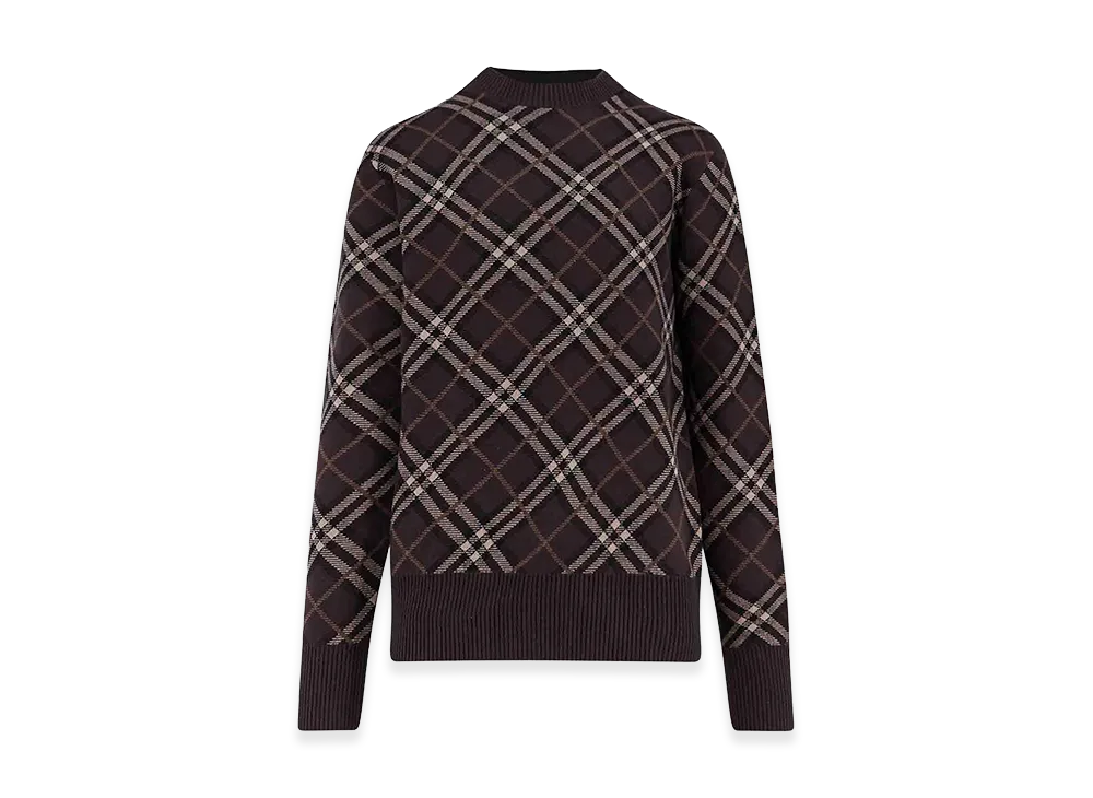 Burberry Embroidered Stretch Wool Blend Sweater "Brown"