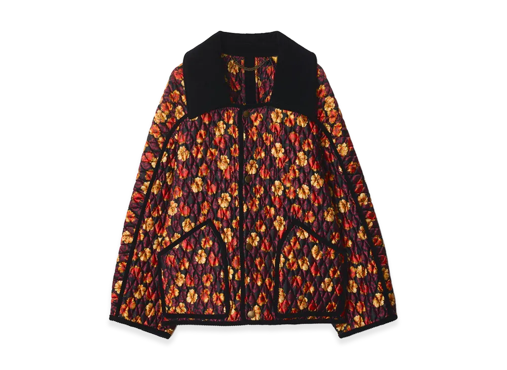 Burberry Women's Geranium Leaf Quilted Nylon Floriston Jacket "Poppy Red"