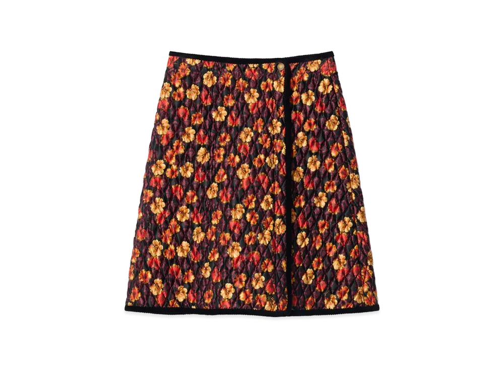 Burberry Women's Geranium Leaf Quilted Nylon Skirt "Poppy Red"