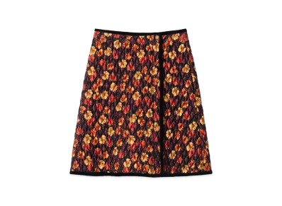 Burberry Women's Geranium Leaf Quilted Nylon Skirt "Poppy Red"