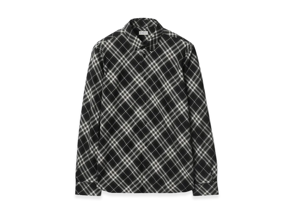 Burberry Relaxed Fit Check Cotton Flannel Shirt "Black"