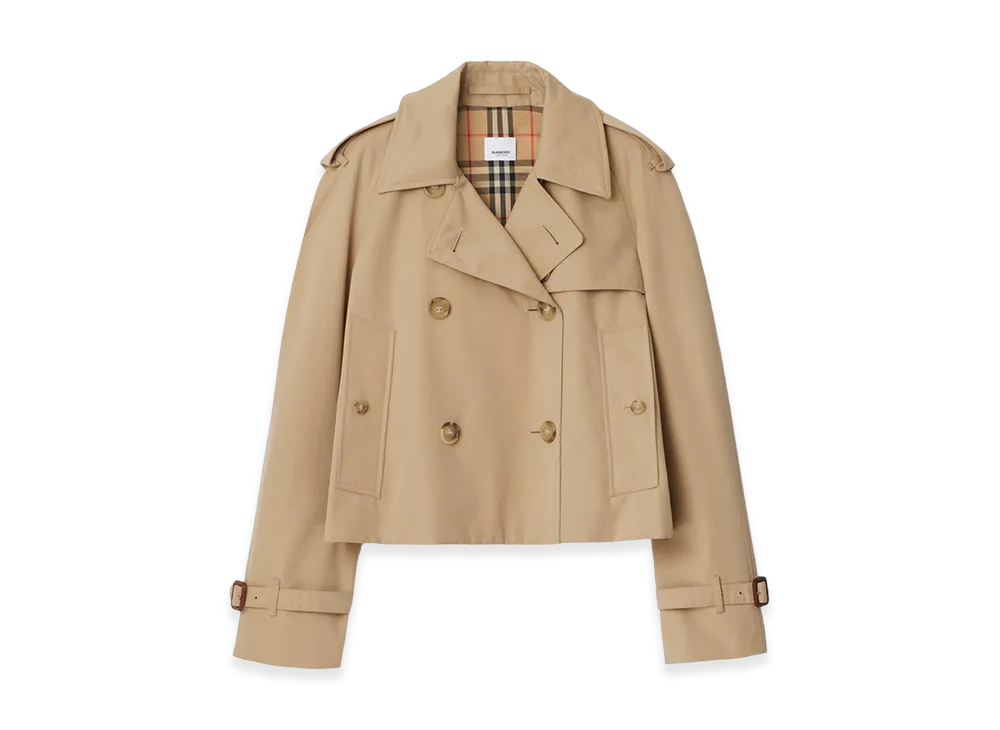 Burberry Women's Cropped Gabardine Trench Jacket "Honey"