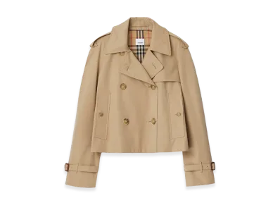 Burberry Women's Cropped Gabardine Trench Jacket "Honey"