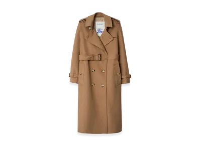 Burberry Women's Long Cashmere Kensington Trench Coat "Camel Beige"