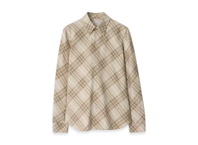 Burberry Women's Slim Fit Check Cotton Shirt "Stone Grey"