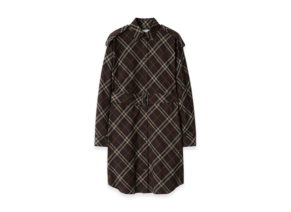 Burberry Women's Check Cotton Flannel Shirt Dress "Truffle Brown"