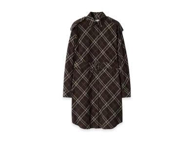 Burberry Women's Check Cotton Flannel Shirt Dress "Truffle Brown"